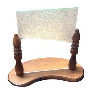 Vintage Wooden Photo Holder With Glass Insert